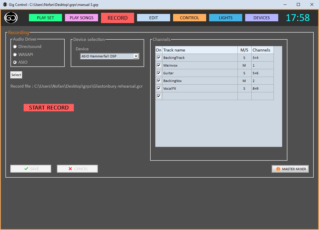 Live Performance Software for audio and midi control